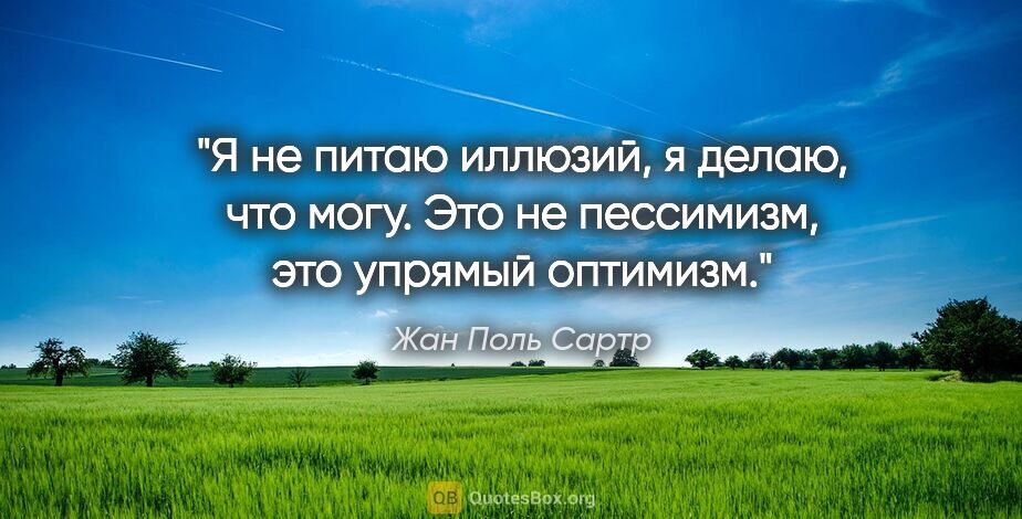 Жан Поль Сартр цитата: Я не питаю иллюзий, я делаю, что могу. Это не