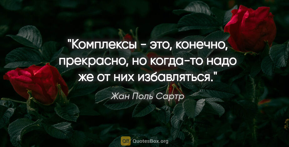 Жан Поль Сартр цитата: "Комплексы - это, конечно, прекрасно, но когда-то надо же от..."