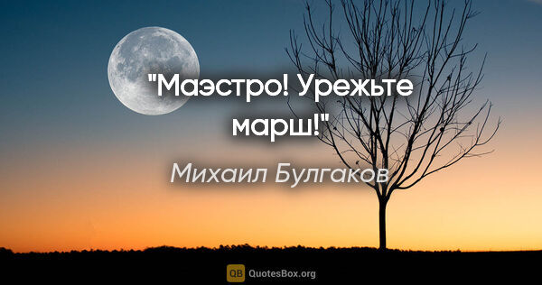 Михаил Булгаков цитата: "Маэстро! Урежьте марш!"