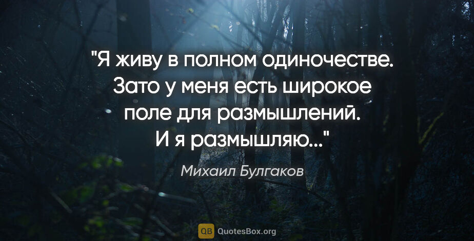 Михаил Булгаков цитата: "Я живу в полном одиночестве. Зато у меня есть широкое поле для..."