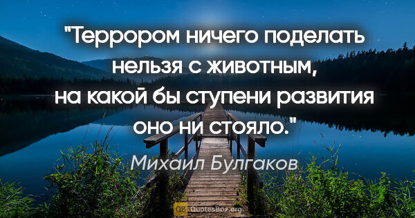 Михаил Булгаков цитата: "Террором ничего поделать нельзя с животным, на какой бы..."