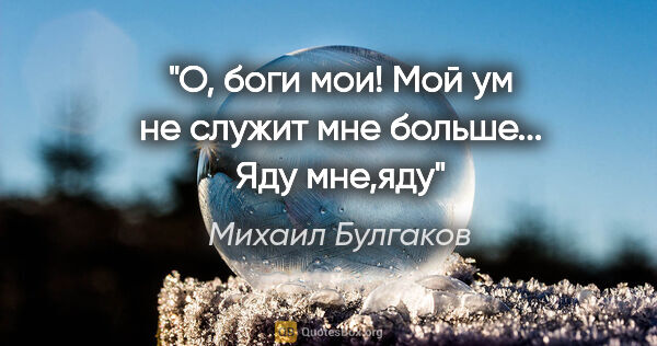 Михаил Булгаков цитата: "О, боги мои! Мой ум не служит мне больше... Яду мне,яду"