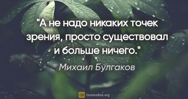 Михаил Булгаков цитата: "А не надо никаких точек зрения, просто существовал и больше..."