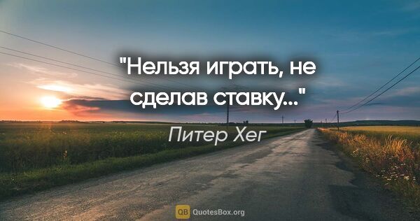 Питер Хег цитата: "Нельзя играть, не сделав ставку..."