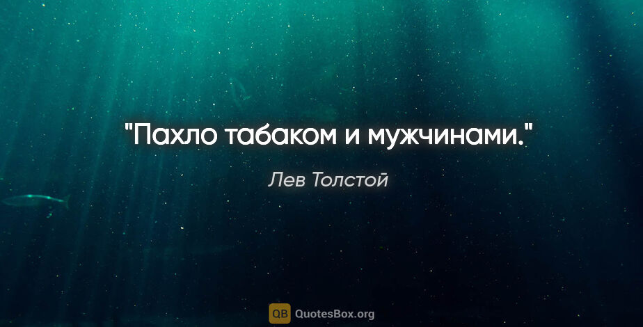Лев Толстой цитата: "Пахло табаком и мужчинами."
