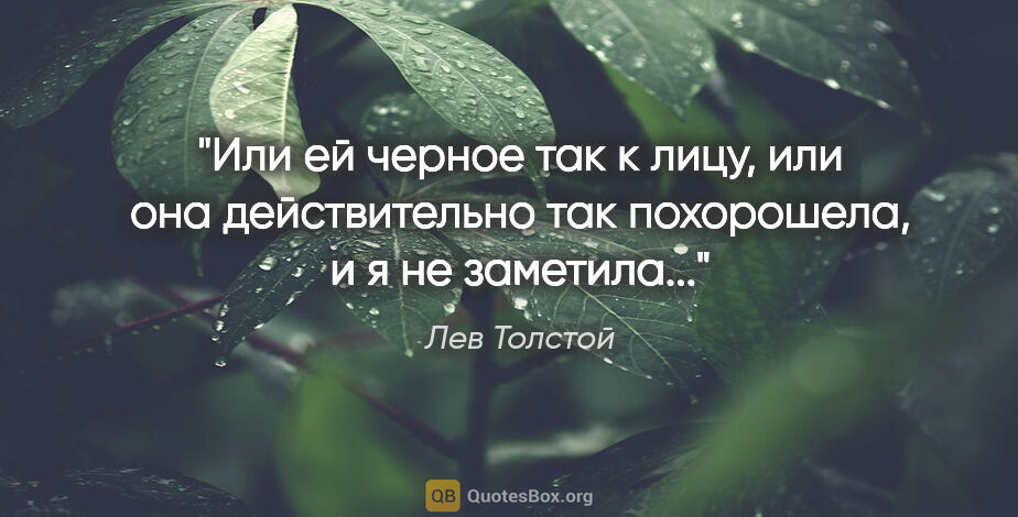 Лев Толстой цитата: ""Или ей черное так к лицу, или она действительно так..."