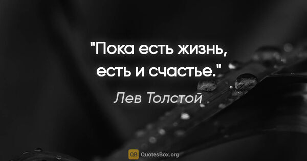 Лев Толстой цитата: "Пока есть жизнь, есть и счастье."