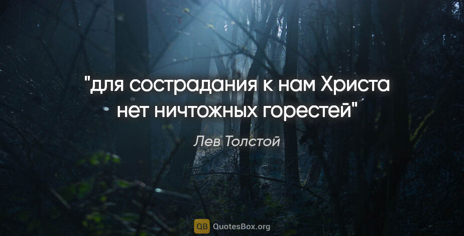 Лев Толстой цитата: "для сострадания к нам Христа нет ничтожных горестей"