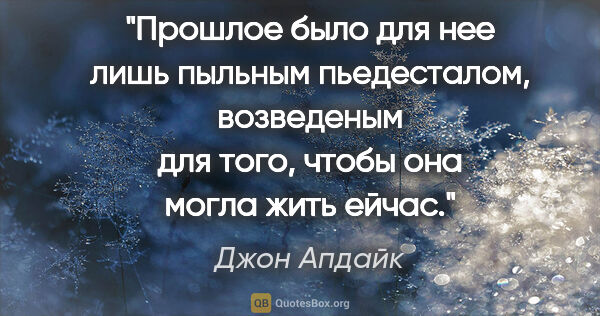 Джон Апдайк цитата: "«Прошлое было для нее лишь пыльным пьедесталом, возведеным для..."