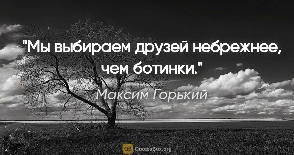 Максим Горький цитата: "Мы выбираем друзей небрежнее, чем ботинки."