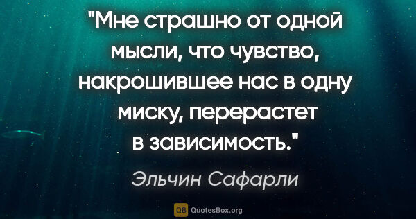 Эльчин Сафарли цитата: "Мне страшно от одной мысли, что чувство, накрошившее нас в..."