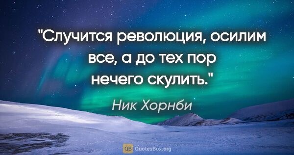 Ник Хорнби цитата: ""Случится революция, осилим все, а до тех пор нечего скулить.""