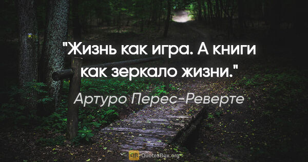 Артуро Перес-Реверте цитата: "Жизнь как игра. А книги как зеркало жизни."