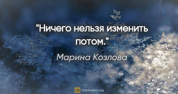 Марина Козлова цитата: "Hичего нельзя изменить потом."