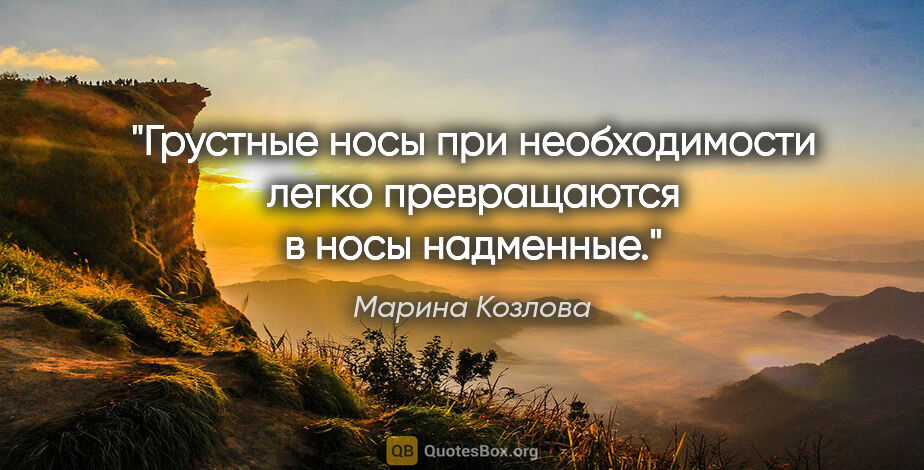 Марина Козлова цитата: "Грустные носы при необходимости легко превращаются в носы..."