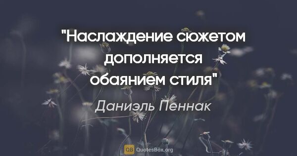 Даниэль Пеннак цитата: "Наслаждение сюжетом дополняется обаянием стиля"