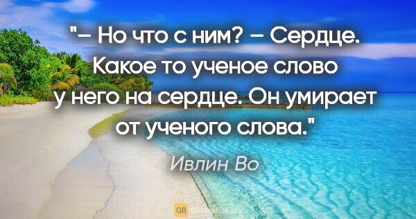 Ивлин Во цитата: "– Но что с ним?

– Сердце. Какое то ученое слово у него на..."