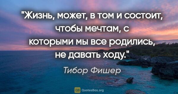 Тибор Фишер цитата: "Жизнь, может, в том и состоит, чтобы мечтам, с которыми мы все..."