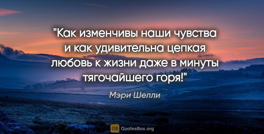 Мэри Шелли цитата: "Как изменчивы наши чувства и как удивительна цепкая любовь к..."