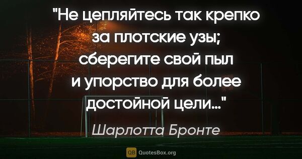 Шарлотта Бронте цитата: "Не цепляйтесь так крепко за плотские узы; сберегите свой пыл и..."