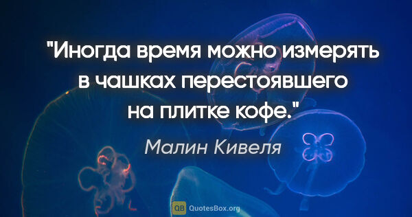 Малин Кивеля цитата: "Иногда время можно измерять в чашках перестоявшего на плитке..."