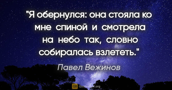 Павел Вежинов цитата: "Я обернулся: она стояла ко  мне  спиной  и  смотрела  на  небо..."