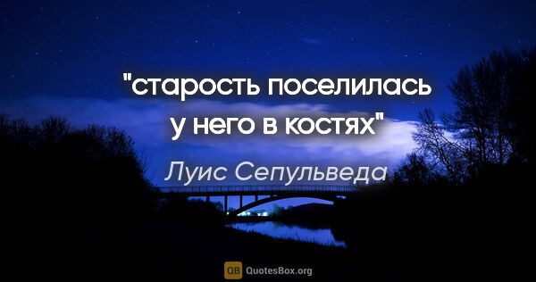 Луис Сепульведа цитата: "старость поселилась у него в костях"