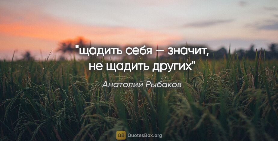 Анатолий Рыбаков цитата: "щадить себя — значит, не щадить других"