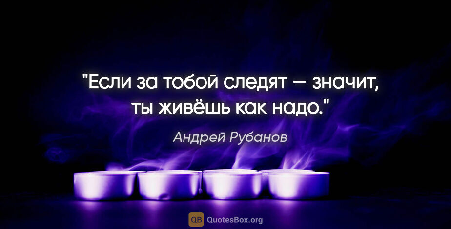 Андрей Рубанов цитата: "Если за тобой следят — значит, ты живёшь как надо."