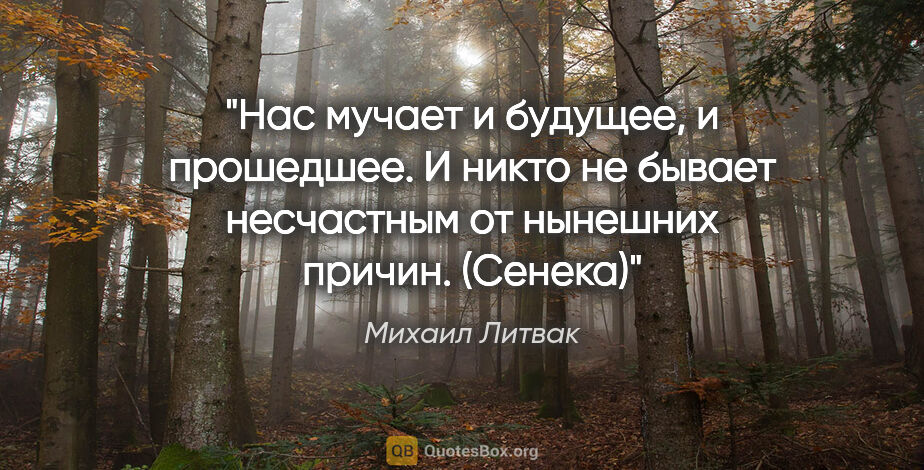 Михаил Литвак цитата: "Нас мучает и будущее, и прошедшее. И никто не бывает..."