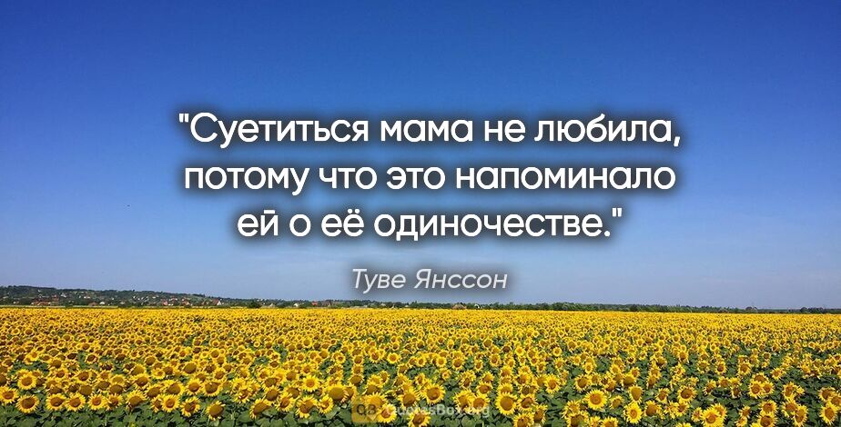 Туве Янссон цитата: "Суетиться мама не любила, потому что это напоминало ей о её..."