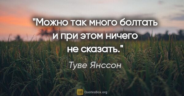 Туве Янссон цитата: "Можно так много болтать и при этом ничего не сказать."