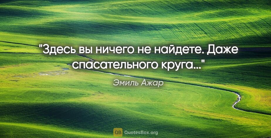 Эмиль Ажар цитата: "Здесь вы ничего не найдете. Даже спасательного круга..."