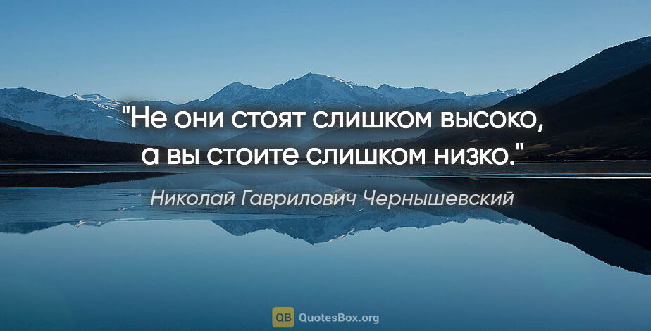 Николай Гаврилович Чернышевский цитата: "Не они стоят слишком высоко, а вы стоите слишком низко."