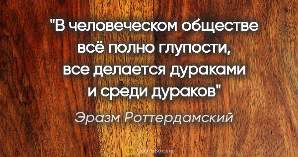 Эразм Роттердамский цитата: "В человеческом обществе всё полно глупости, все делается..."