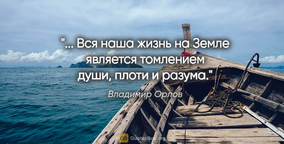 Владимир Орлов цитата: " Вся наша жизнь на Земле является томлением души, плоти и..."