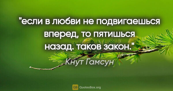 Кнут Гамсун цитата: "если в любви не подвигаешься вперед, то пятишься назад. таков..."