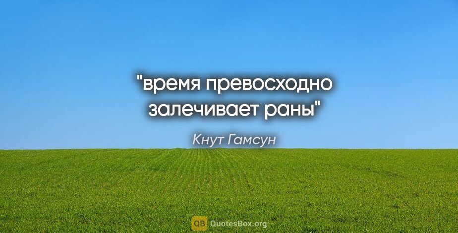 Кнут Гамсун цитата: "время превосходно залечивает раны"