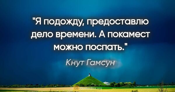 Кнут Гамсун цитата: "Я подожду, предоставлю дело времени. А покамест можно поспать."