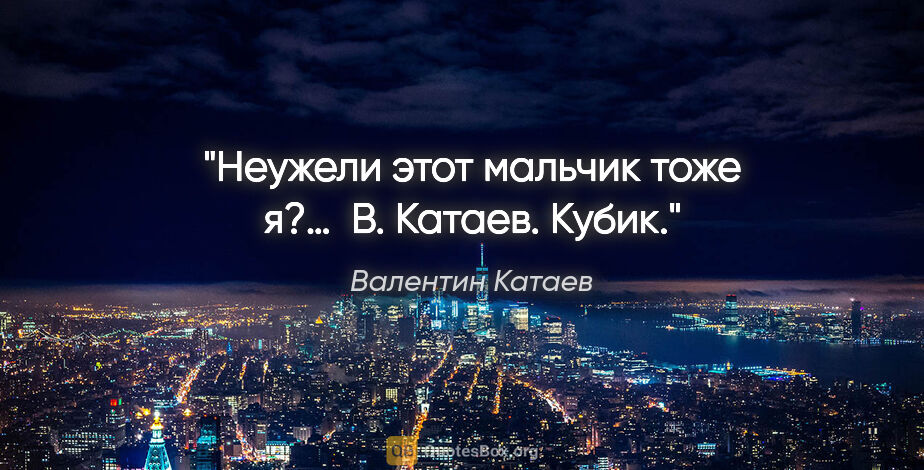 Валентин Катаев цитата: "Неужели этот мальчик тоже я?… 

В. Катаев. "Кубик"."