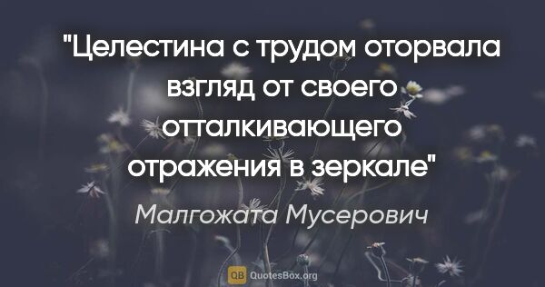 Малгожата Мусерович цитата: "Целестина с трудом оторвала взгляд от своего отталкивающего..."