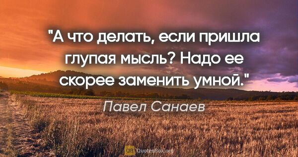 Павел Санаев цитата: "А что делать, если пришла глупая мысль? Надо ее скорее..."