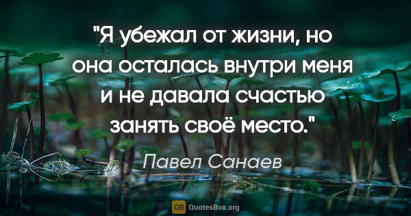 Павел Санаев цитата: "Я убежал от жизни, но она осталась внутри меня и не давала..."