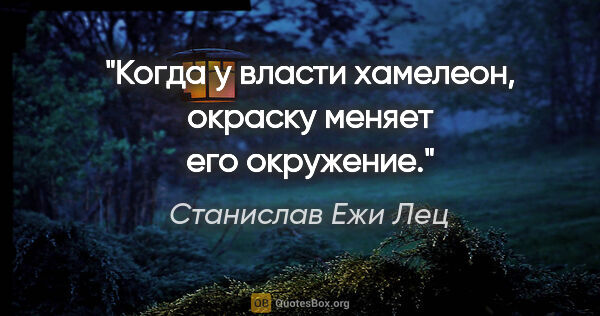 Станислав Ежи Лец цитата: "Когда у власти хамелеон, окраску меняет его окружение."