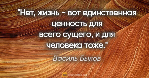 Василь Быков цитата: "Нет, жизнь - вот единственная ценность для всего сущего, и для..."