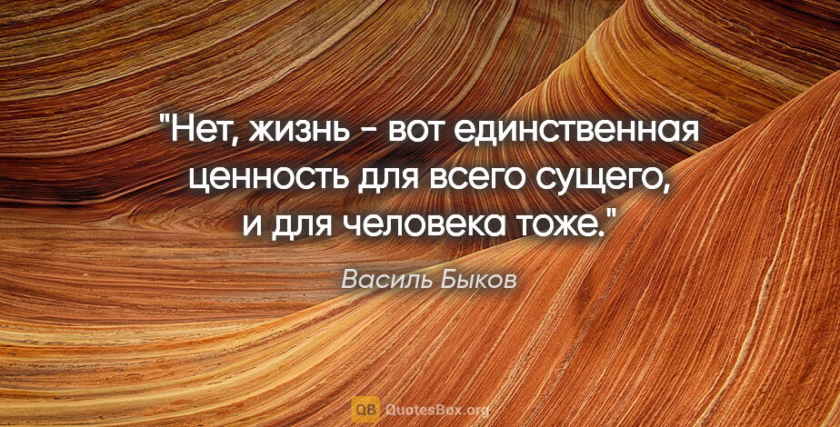 Василь Быков цитата: "Нет, жизнь - вот единственная ценность для всего сущего, и для..."