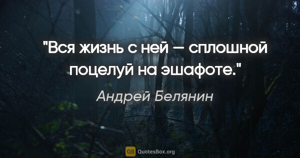 Андрей Белянин цитата: "Вся жизнь с ней — сплошной поцелуй на эшафоте."