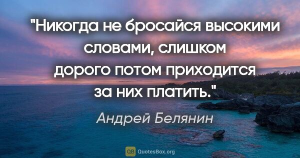 Андрей Белянин цитата: "Никогда не бросайся высокими словами, слишком дорого потом..."