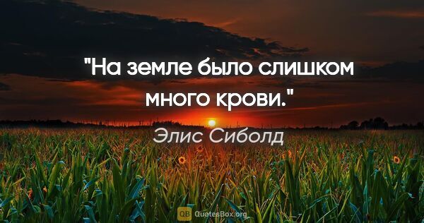 Элис Сиболд цитата: "На земле было слишком много крови."