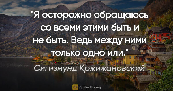 Сигизмунд Кржижановский цитата: "Я осторожно обращаюсь со всеми этими "быть" и "не быть". Ведь..."